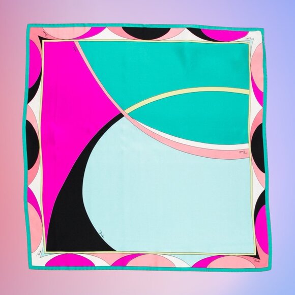 Emilio Pucci Accessories - 🎈 [Emilio Pucci] SILK Printed Scarf Foulards ITALY Pink Green Black White NEW